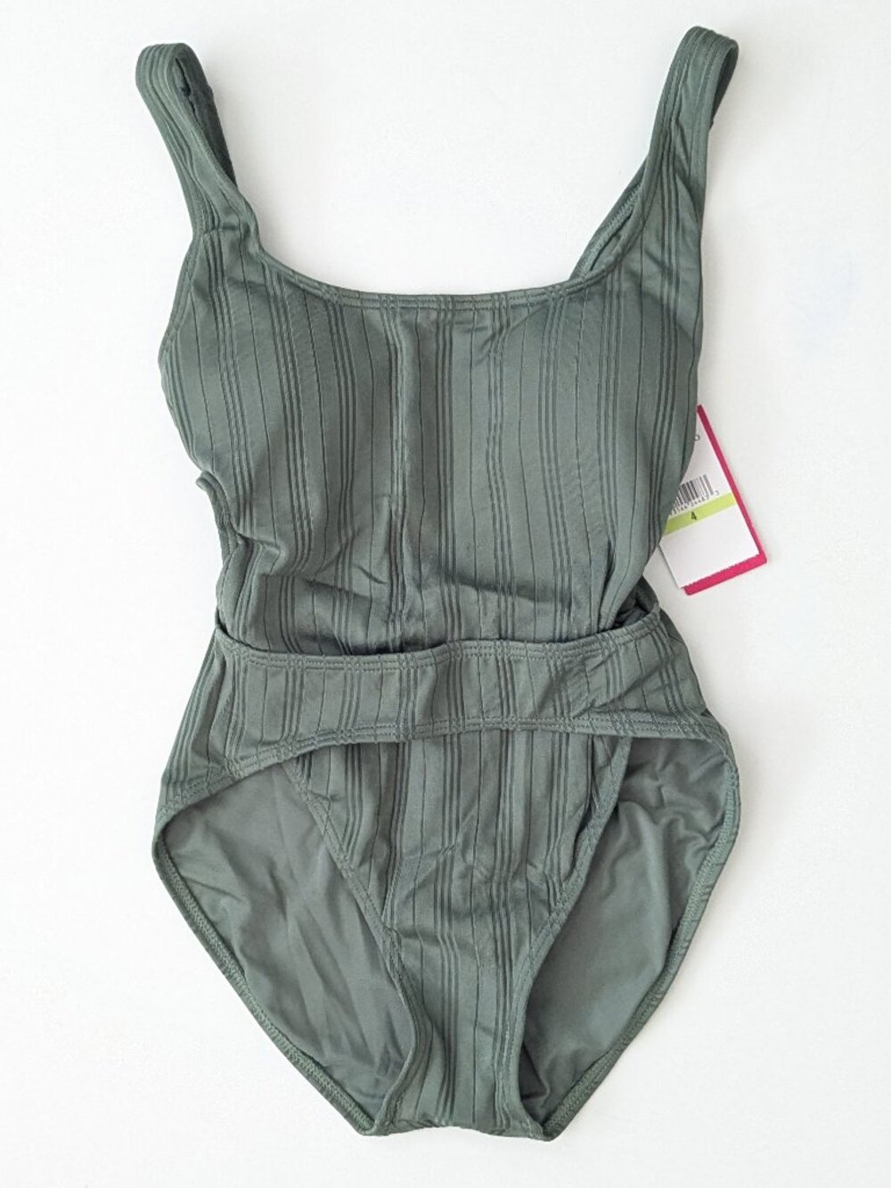 Vince Camuto Ripple Effect Cutout One Piece Swimsuit Iguana Green Womens 4